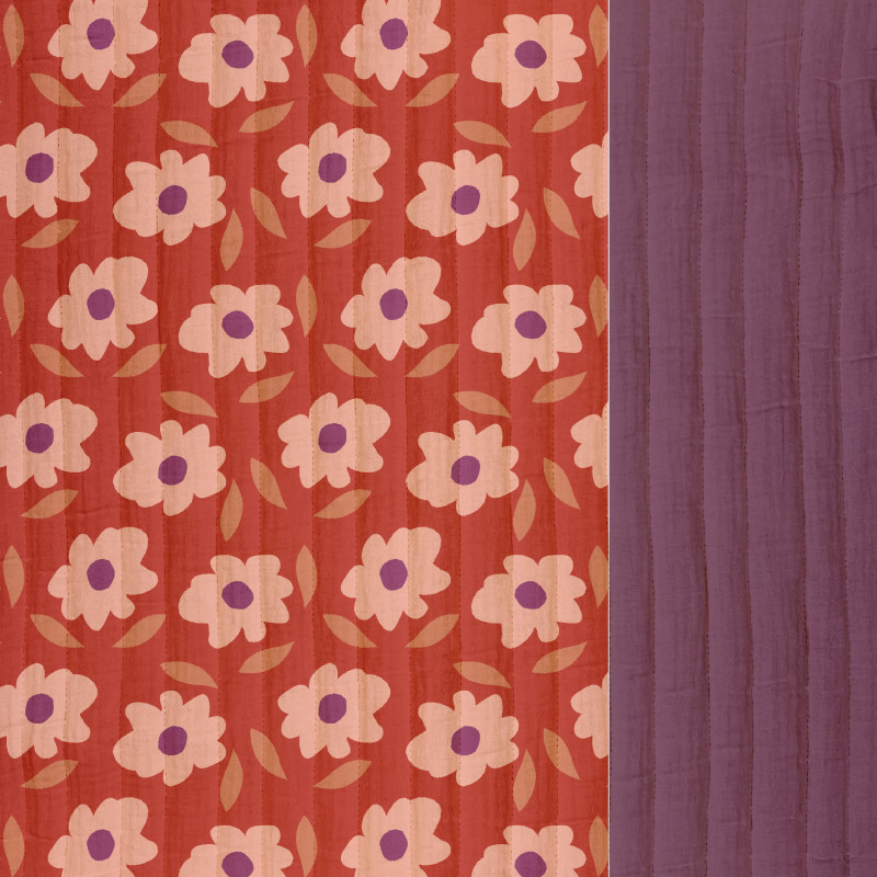 Printed Quilted Double Gauze FLOLI Red / Violet